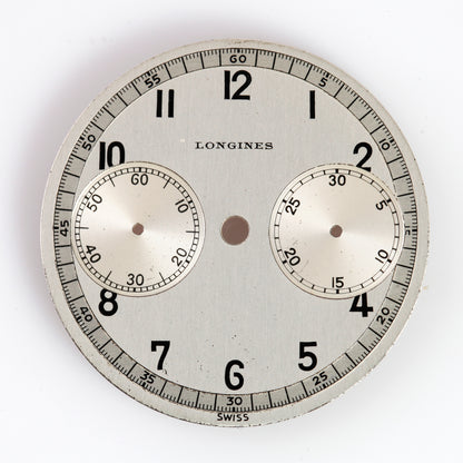 Vintage Longines Chronograph Dial – Dual Subdial, Silver