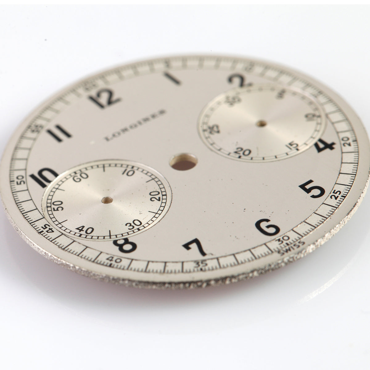 Vintage Longines Chronograph Dial – Dual Subdial, Silver