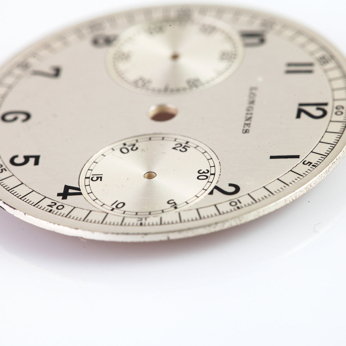 Vintage Longines Chronograph Dial – Dual Subdial, Silver