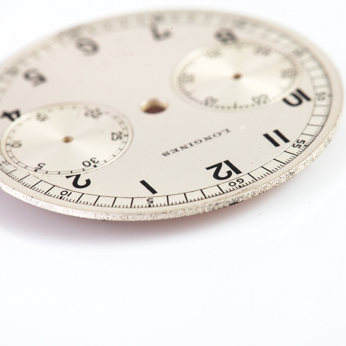 Vintage Longines Chronograph Dial – Dual Subdial, Silver