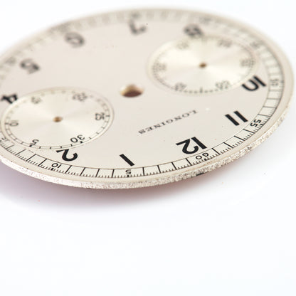 Vintage Longines Chronograph Dial – Dual Subdial, Silver