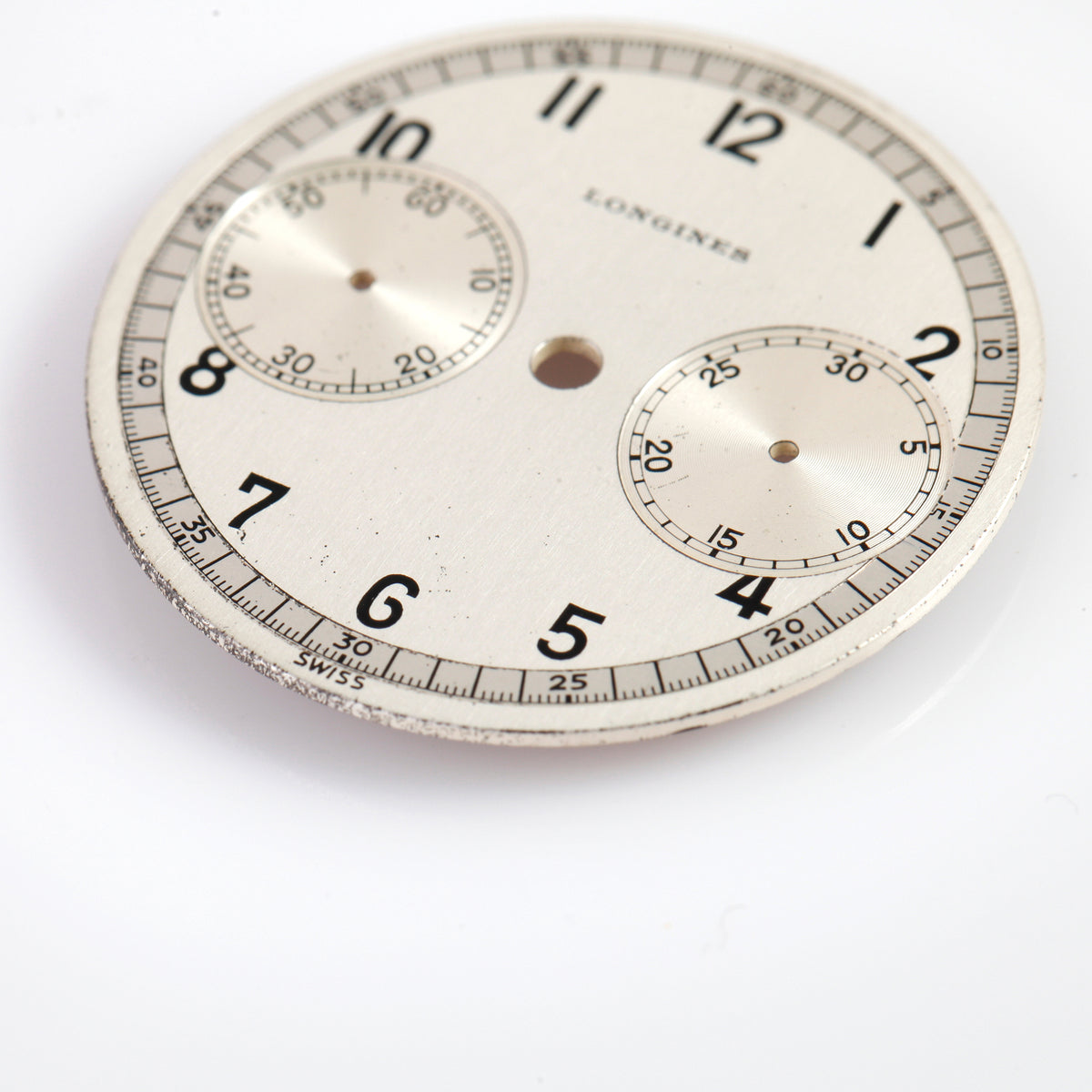 Vintage Longines Chronograph Dial – Dual Subdial, Silver