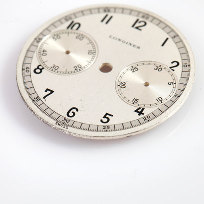Vintage Longines Chronograph Dial – Dual Subdial, Silver