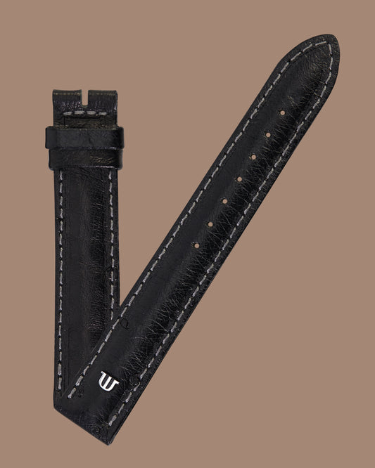 Maurice Lacroix 17mm x 16mm ML655-000008 Fiaba Black Ostrich with Gray Stitch Strap