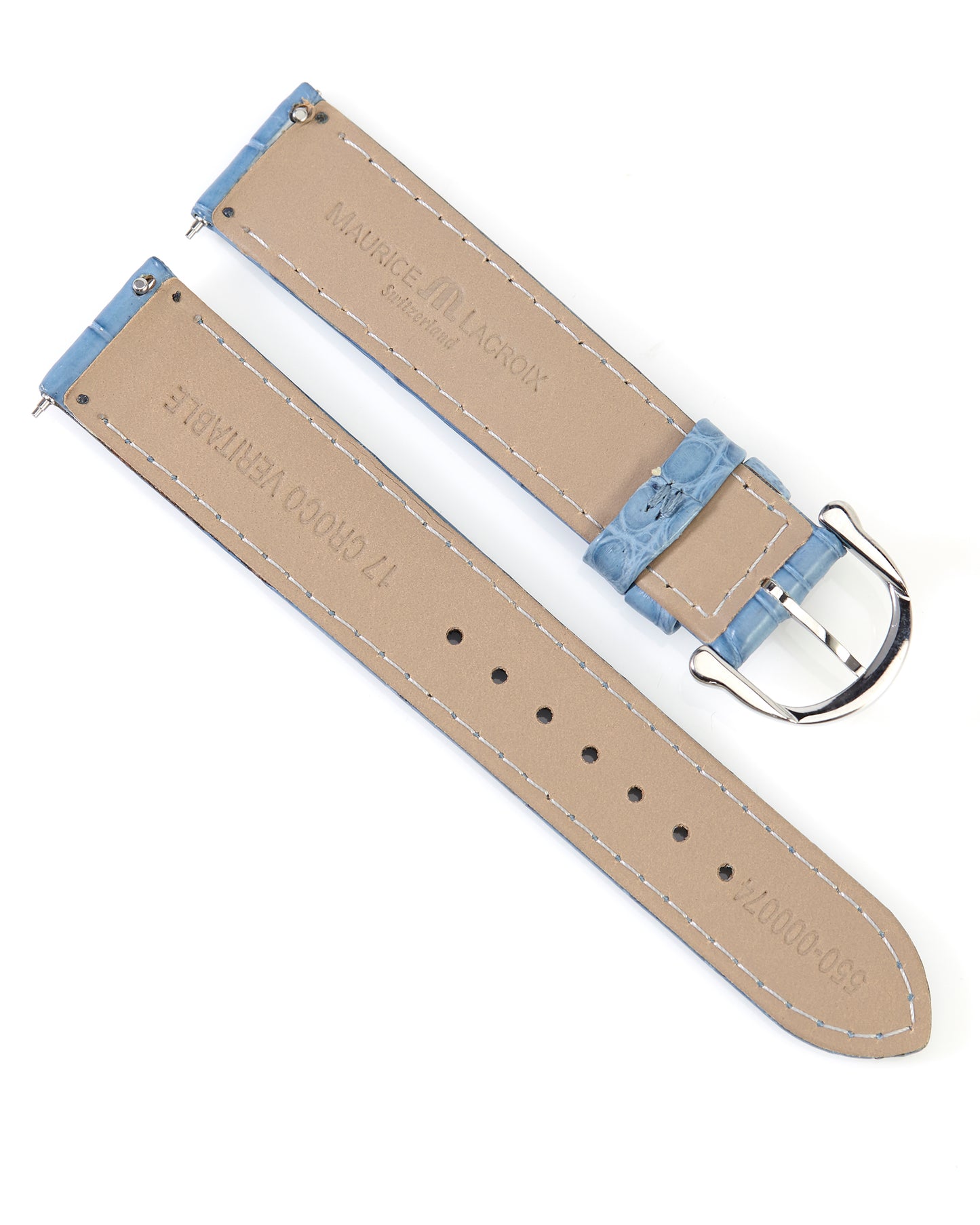 Maurice Lacroix 17mm x 16mm ML550-000074 Masterpiece Denim Blue Crocodile Strap