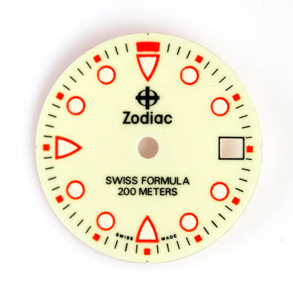 Zodiac Swiss Formula 200M Dial – Luminous Cream – Red Accents