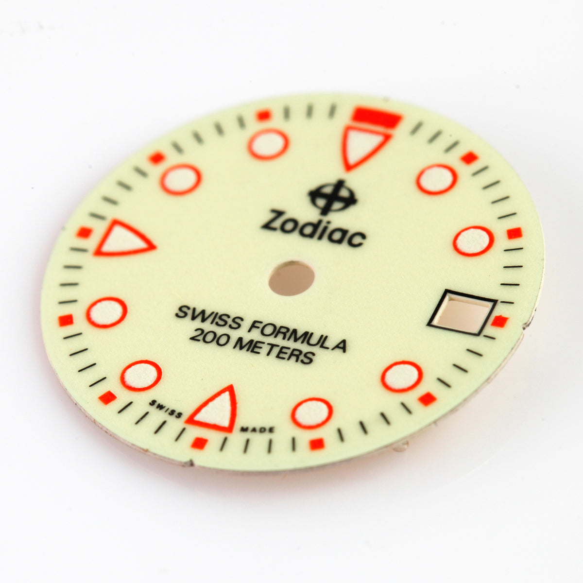 Zodiac Swiss Formula 200M Dial – Luminous Cream – Red Accents
