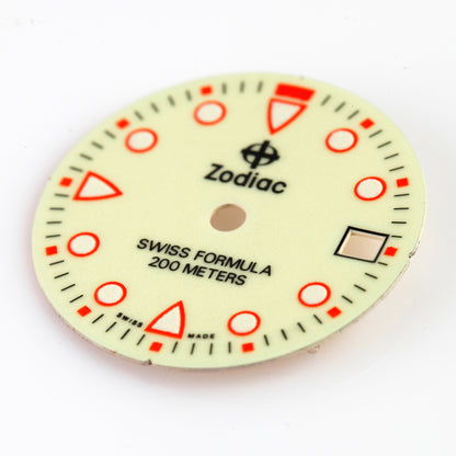Zodiac Swiss Formula 200M Dial – Luminous Cream – Red Accents