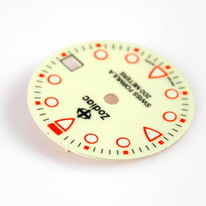 Zodiac Swiss Formula 200M Dial – Luminous Cream – Red Accents