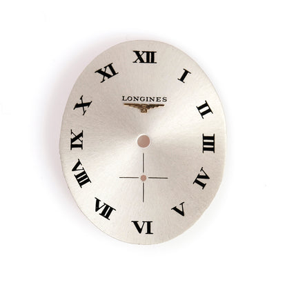 Vintage Longines Watch Dial Oval Silver Sunburst Roman Numerals Sub Seconds