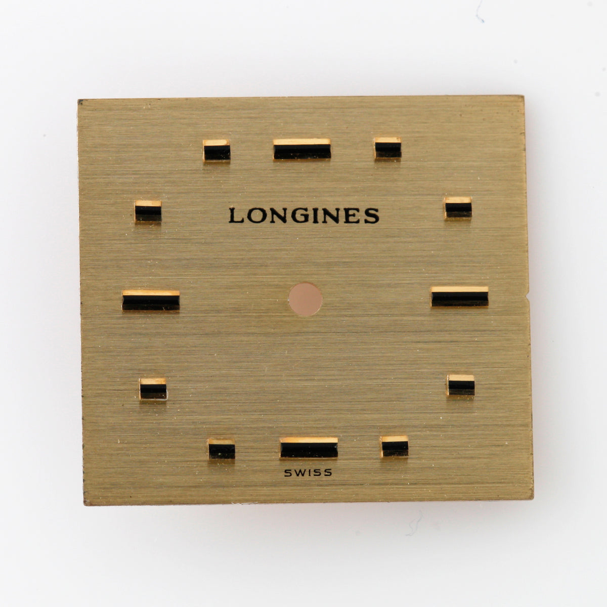 Vintage LONGINES Swiss Watch Dial Square Brushed Gold Applied Hour Markers