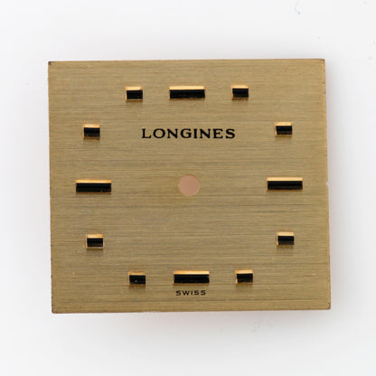 Vintage LONGINES Swiss Watch Dial Square Brushed Gold Applied Hour Markers