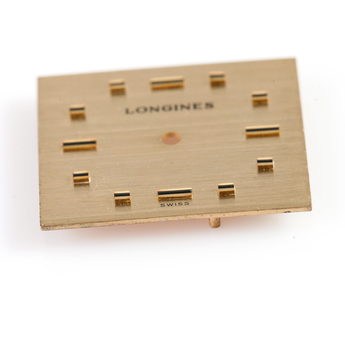 Vintage LONGINES Swiss Watch Dial Square Brushed Gold Applied Hour Markers