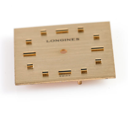 Vintage LONGINES Swiss Watch Dial Square Brushed Gold Applied Hour Markers