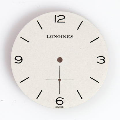 Vintage Longines Watch Dial – White Matte Arabic Numerals – Sub-Seconds Crosshair