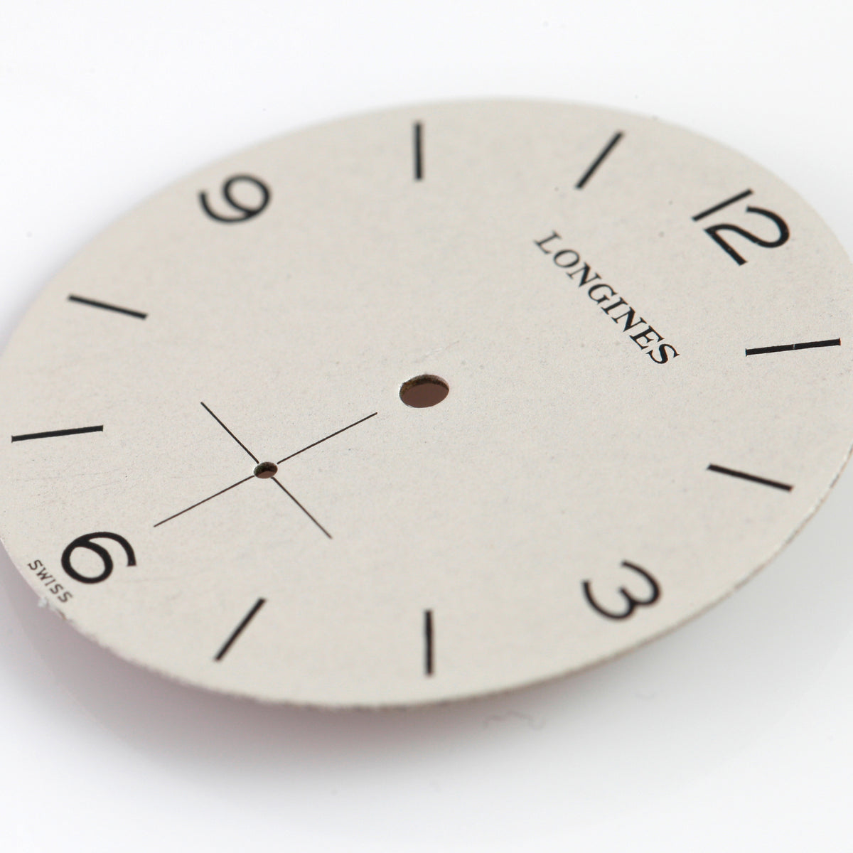 Vintage Longines Watch Dial – White Matte Arabic Numerals – Sub-Seconds Crosshair