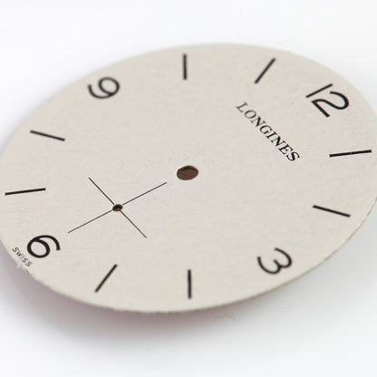 Vintage Longines Watch Dial – White Matte Arabic Numerals – Sub-Seconds Crosshair