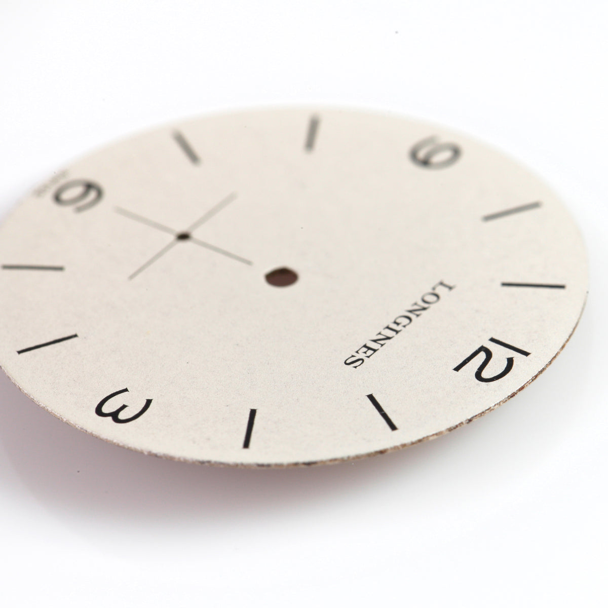 Vintage Longines Watch Dial – White Matte Arabic Numerals – Sub-Seconds Crosshair