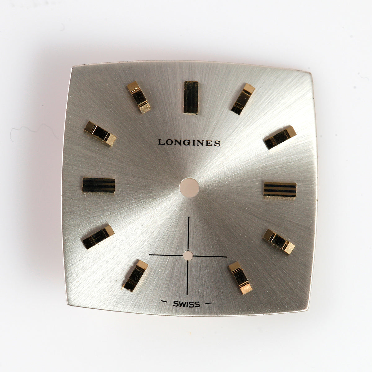 Vintage Longines Watch Dial – Silver Sunburst – Square Crosshair Sub-Seconds