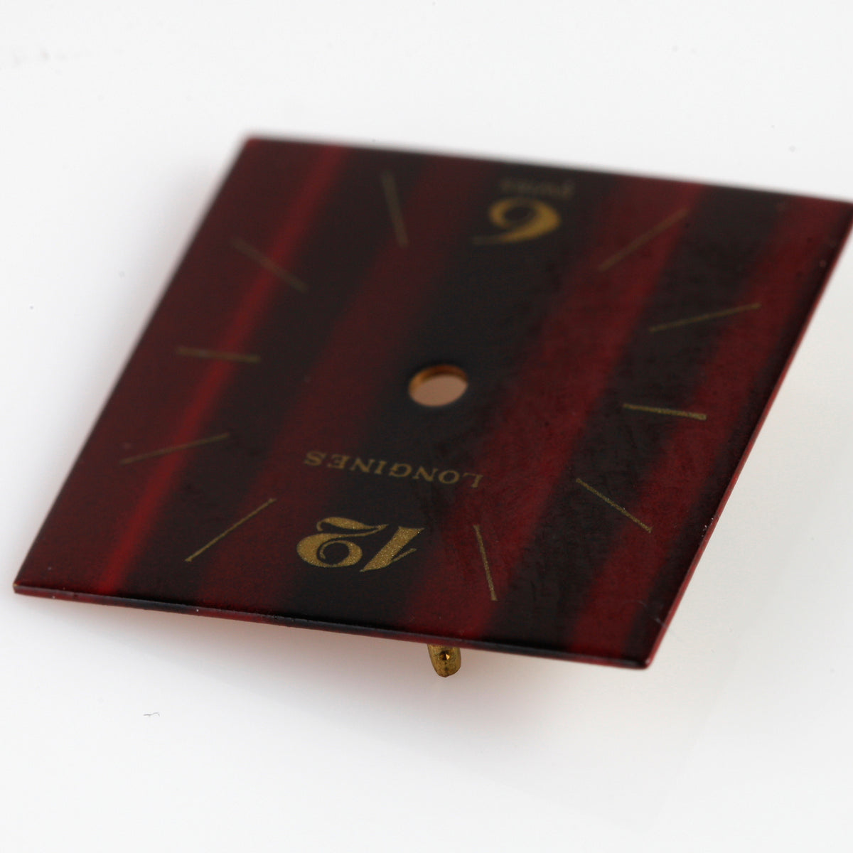 Vintage Longines Watch Dial Square Burgundy Red Black Fume Gold Swiss Rare