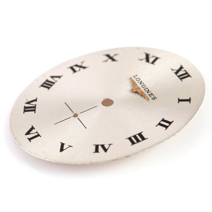 Vintage Longines Watch Dial Oval Silver Sunburst Roman Numerals Sub Seconds