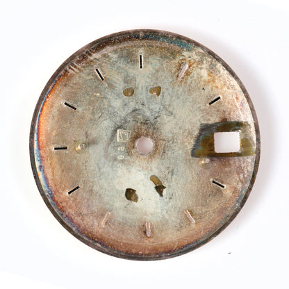 Vintage Automatic Watch Dial 30.69mm Silver Sunburst Red Track Swiss Parts