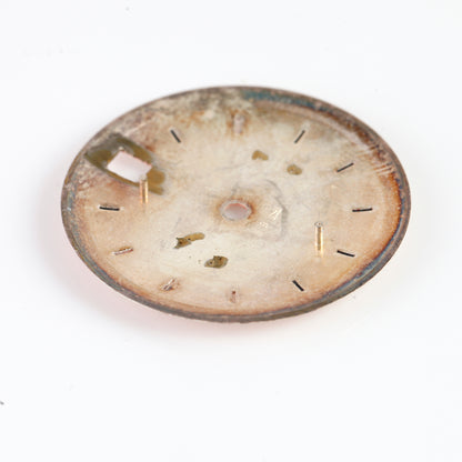 Vintage Automatic Watch Dial 30.69mm Silver Sunburst Red Track Swiss Parts