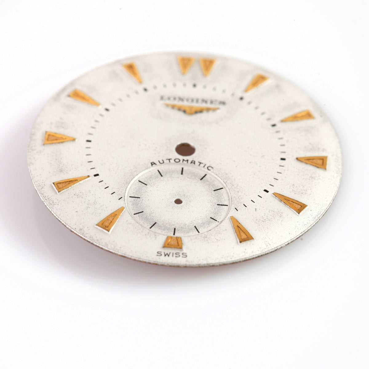 Vintage Longines Automatic Watch Dial Silver Sub Seconds Gold Triangle Swiss