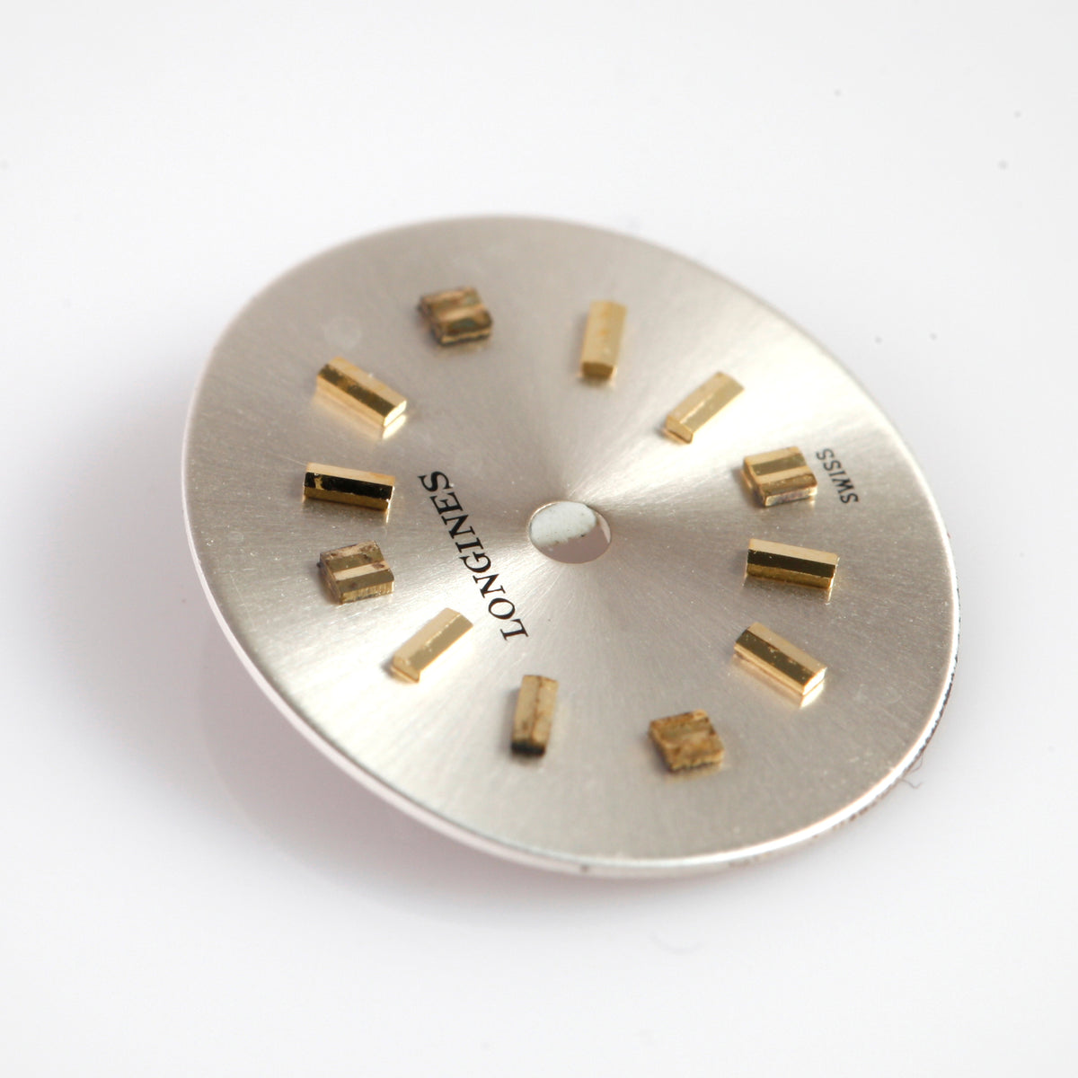 Vintage Longines Ladies Watch Dial Oval Silver Sunburst Gold Markers