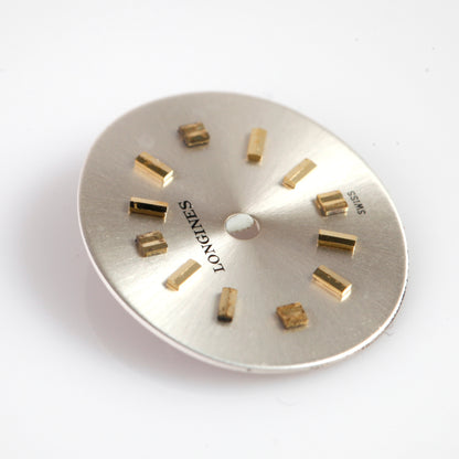 Vintage Longines Ladies Watch Dial Oval Silver Sunburst Gold Markers