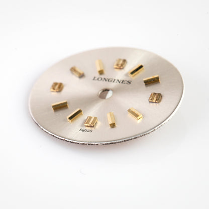 Vintage Longines Ladies Watch Dial Oval Silver Sunburst Gold Markers