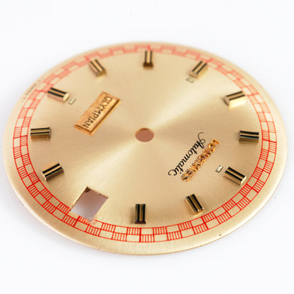 Vintage Longines Olympian Automatic Watch Dial Gold Sunburst Red Track Swiss