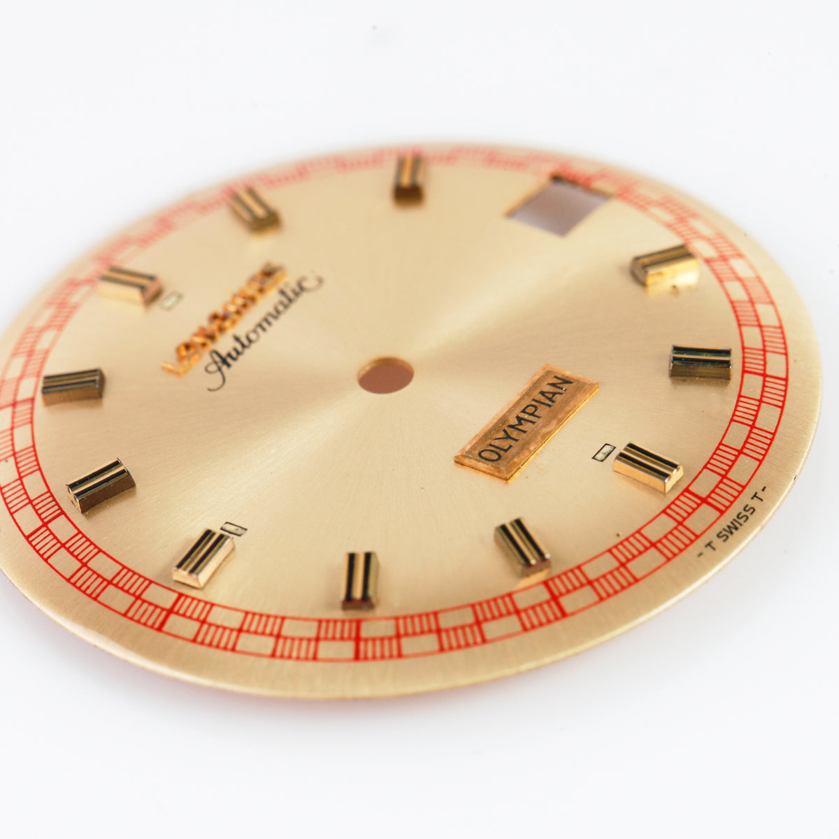 Vintage Longines Olympian Automatic Watch Dial Gold Sunburst Red Track Swiss