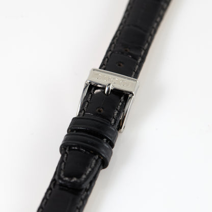 Gucci 3000L 13mm Long Black Ladies Leather Band w/ 10mm Original White Gucci Buckle