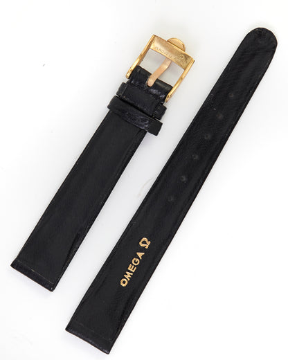 Omega Vintage RARE NOS Black Leather Strap 15mm x 12mm