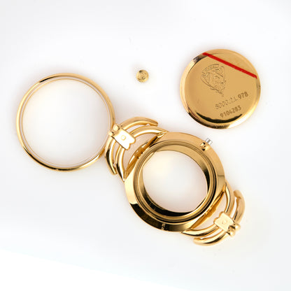 Gucci 6000.2.L Gold Tone Watch Case Set Bezel Caseback Crown Swiss Parts