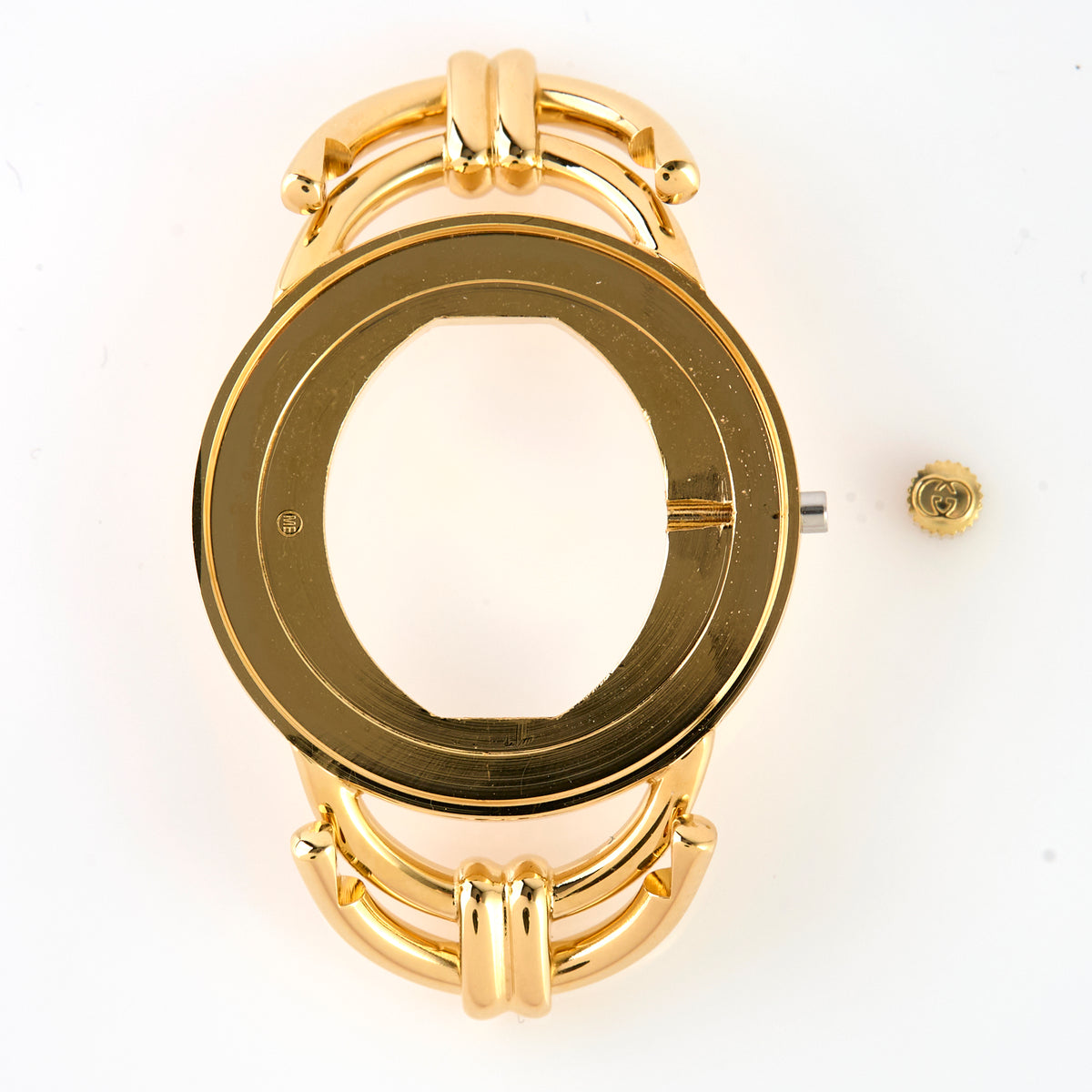 Gucci 6000.2.L Gold Tone Watch Case Set Bezel Caseback Crown Swiss Parts