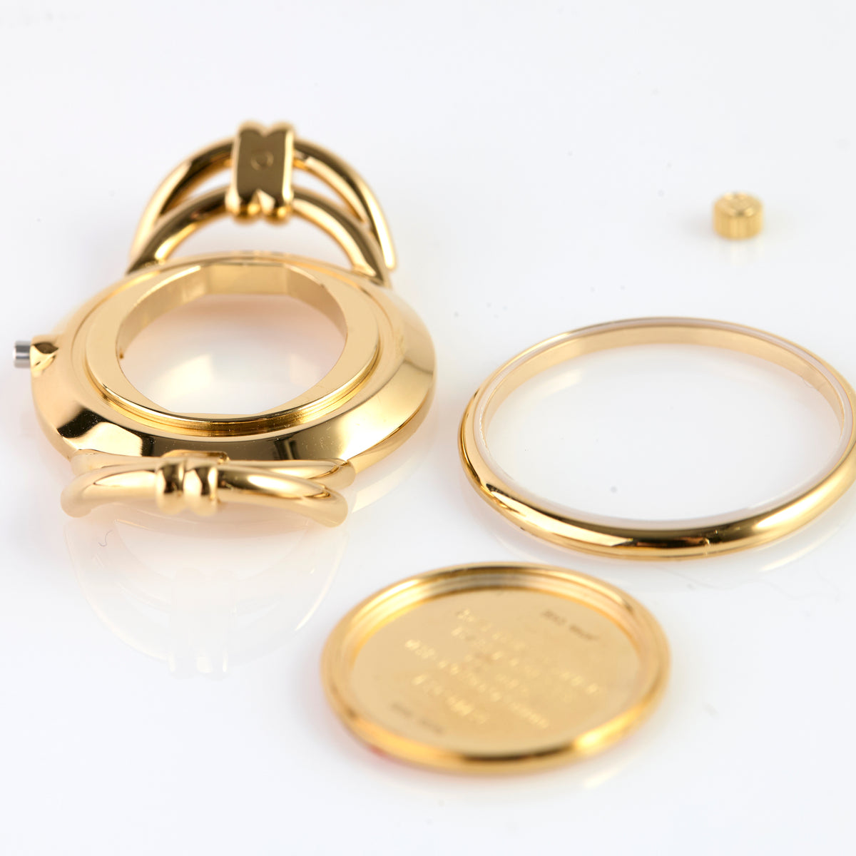 Gucci 6000.2.L Gold Tone Watch Case Set Bezel Caseback Crown Swiss Parts