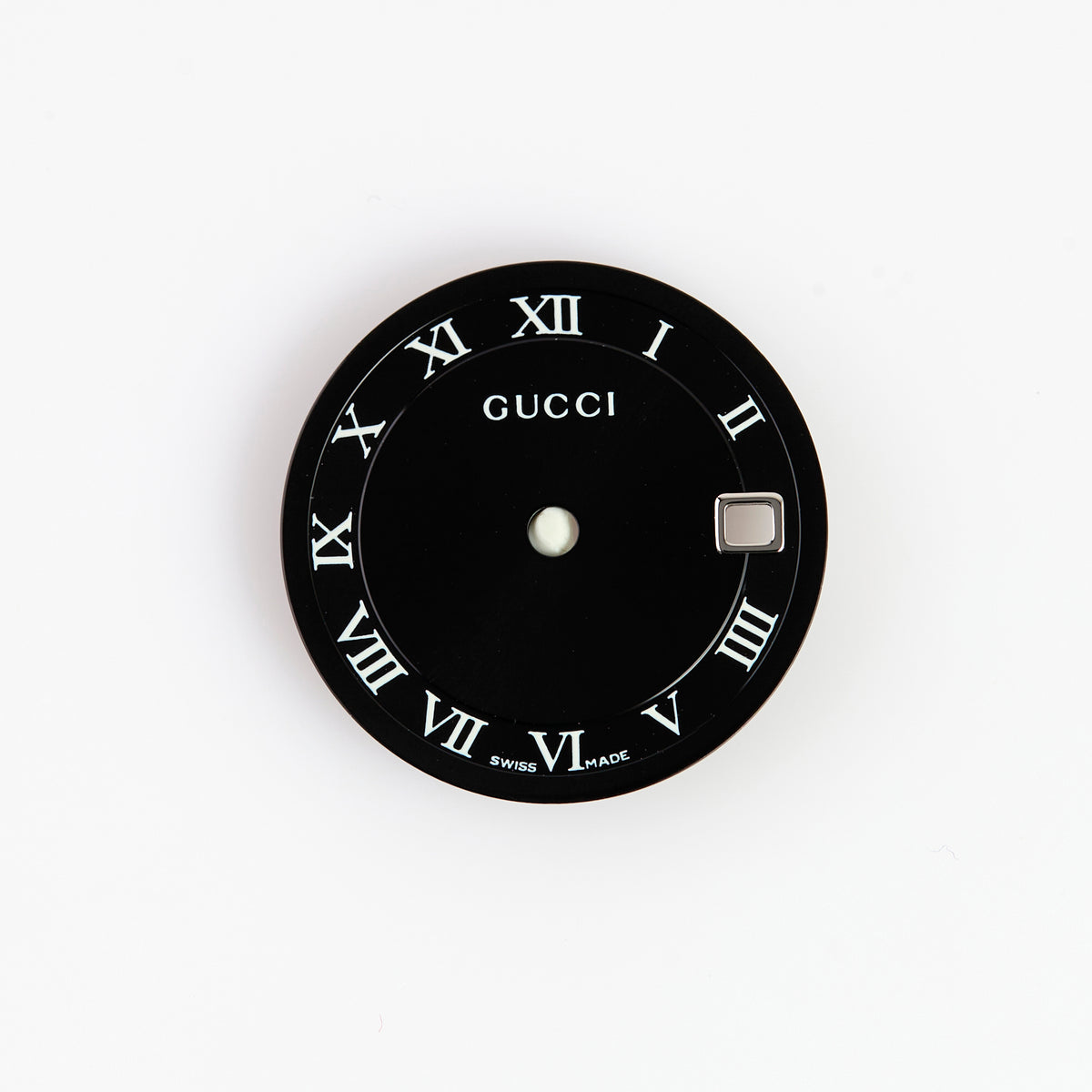 Gucci Swiss Made Watch Dial Black White Roman Numerals Date Replacement