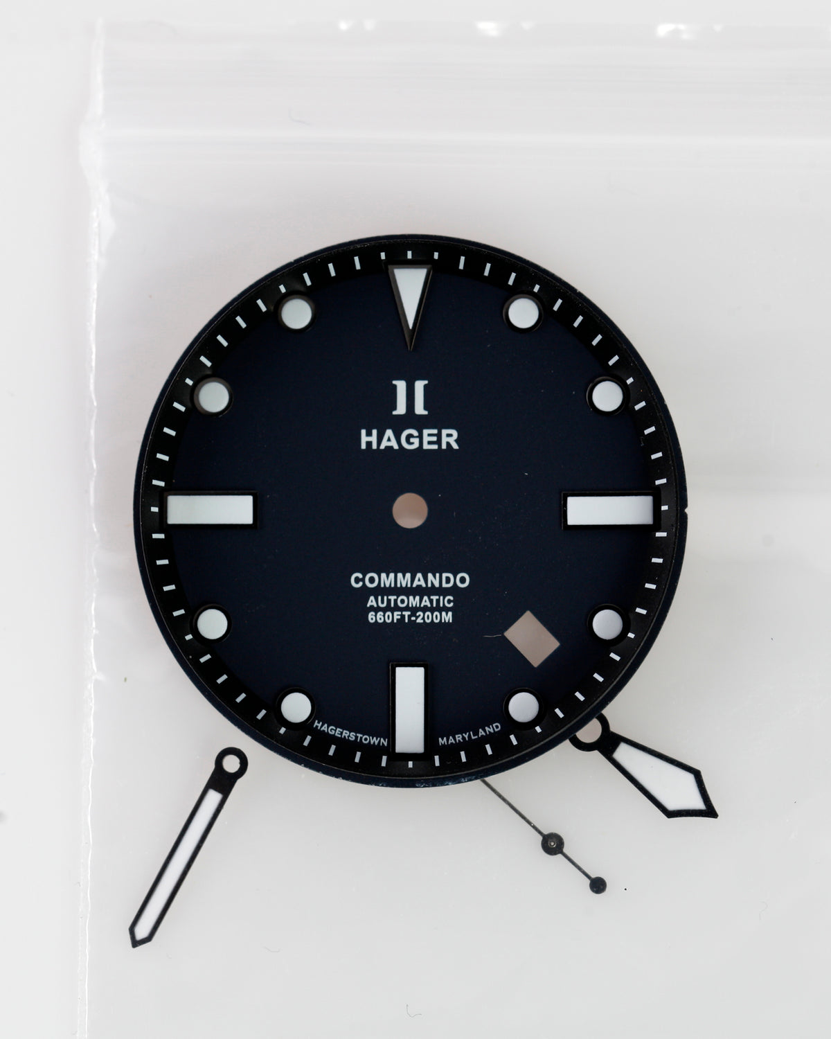 Hager Commando Automatic Diver Watch Dial & Hands Set Black 200M Replacement