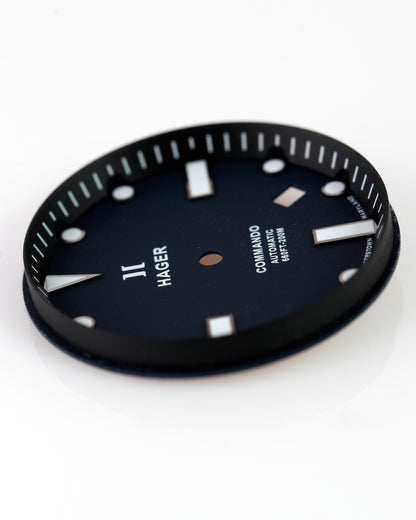 Hager Commando Automatic Diver Watch Dial & Hands Set Black 200M Replacement