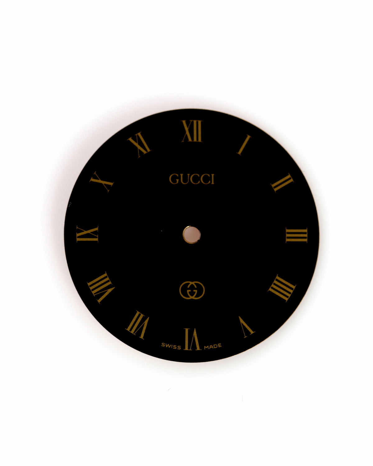 Gucci Swiss Made Watch Dial Black Gold Roman Numerals GG Logo Replacement