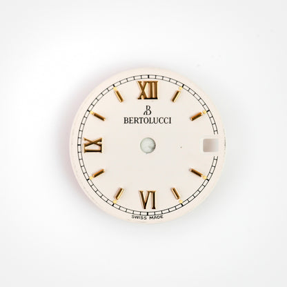 Bertolucci Swiss Made Watch Dial White Gold Roman Numerals Date OEM