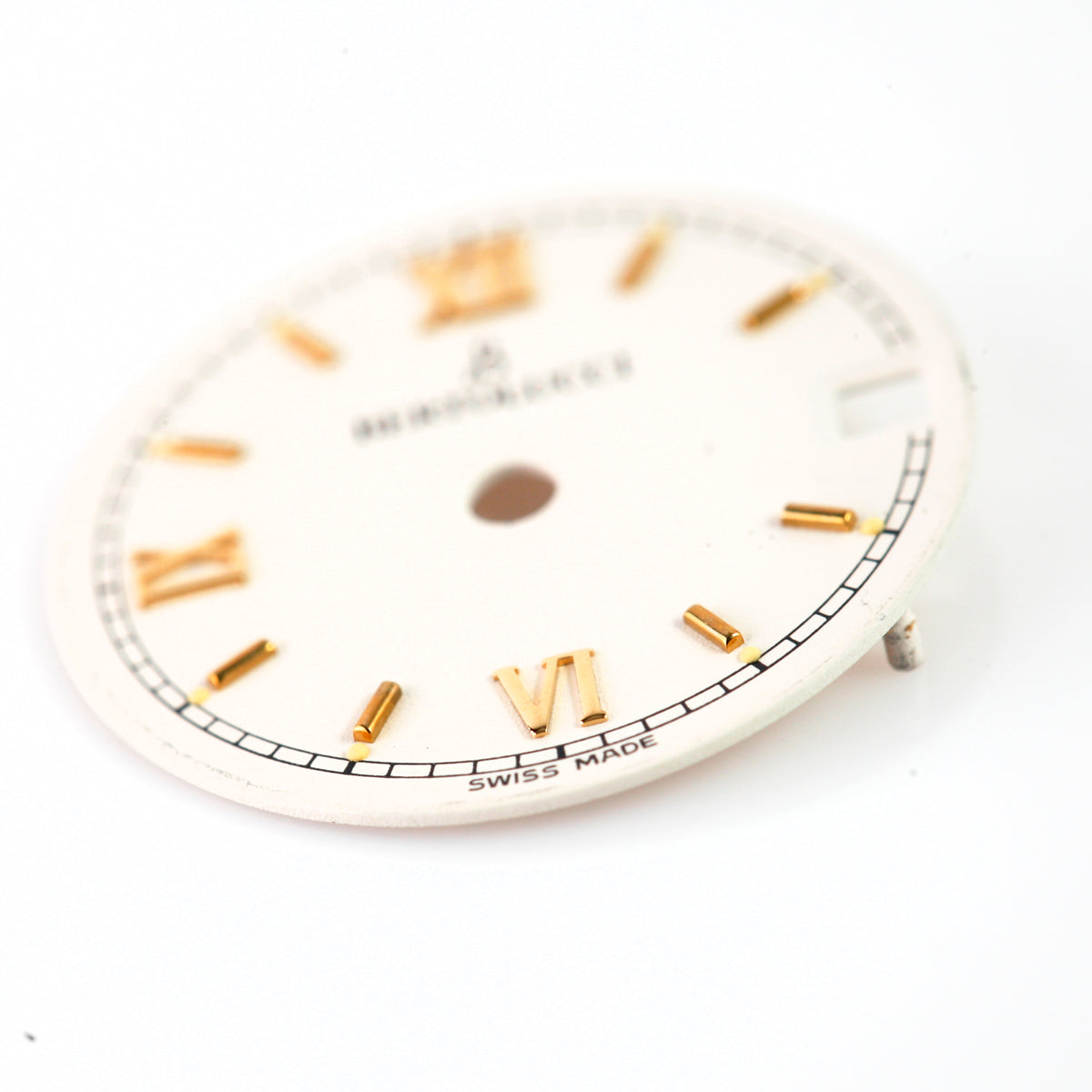 Bertolucci Swiss Made Watch Dial White Gold Roman Numerals Date OEM