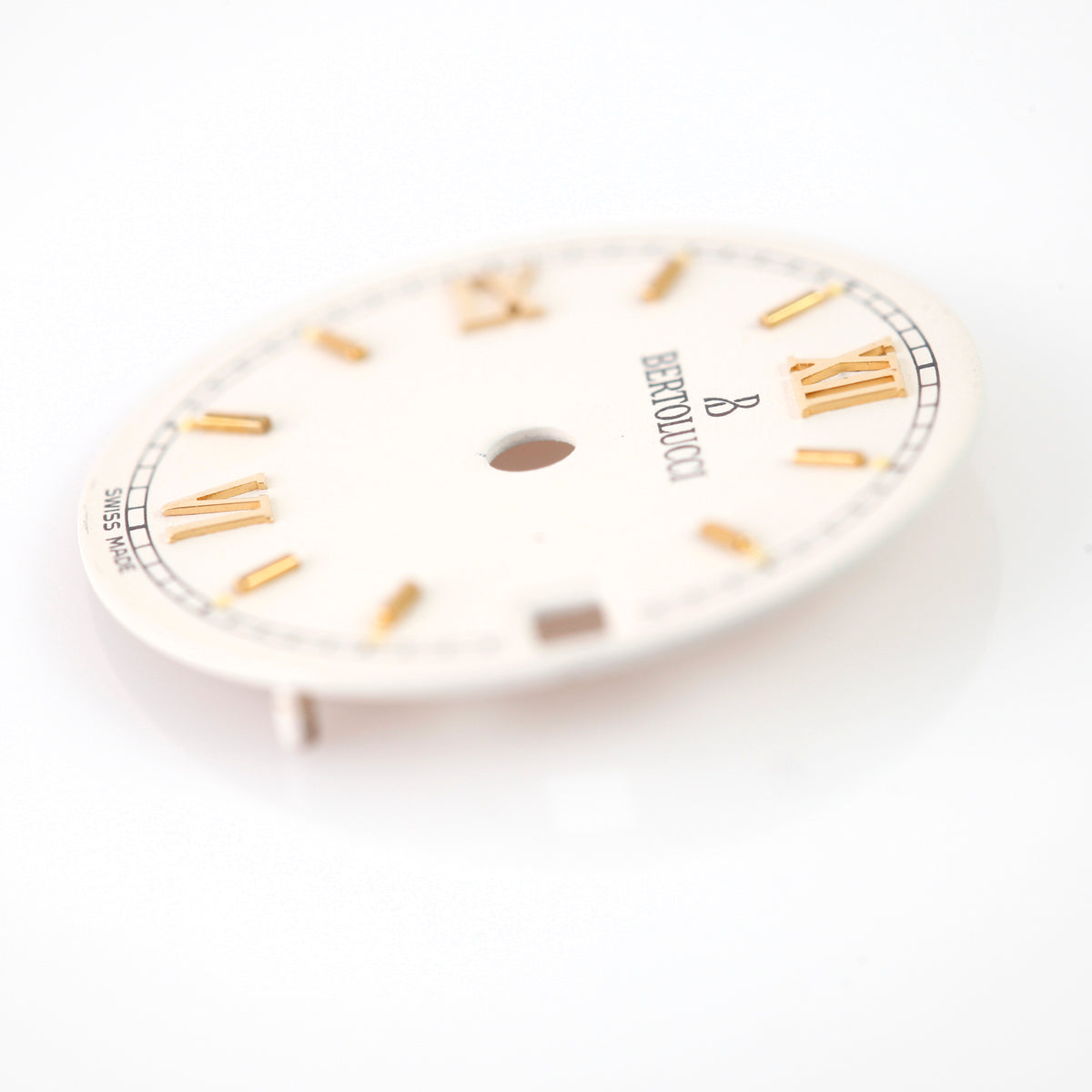 Bertolucci Swiss Made Watch Dial White Gold Roman Numerals Date OEM