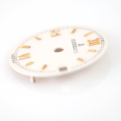 Bertolucci Swiss Made Watch Dial White Gold Roman Numerals Date OEM