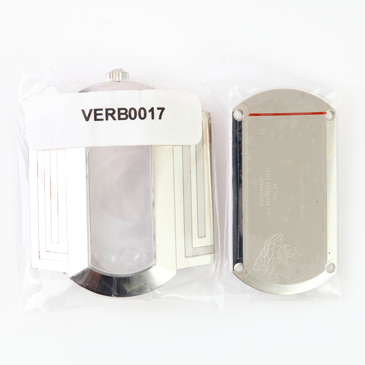 Versace VERB0017 Watch Case Silver Tone Stainless Steel Greca Replacement