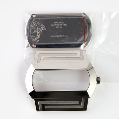 Versace VERB0017 Watch Case Silver Tone Stainless Steel Greca Replacement