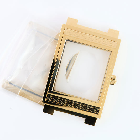 Versace Gold Tone Rectangular Watch Case Greca Greek Key Replacement Part