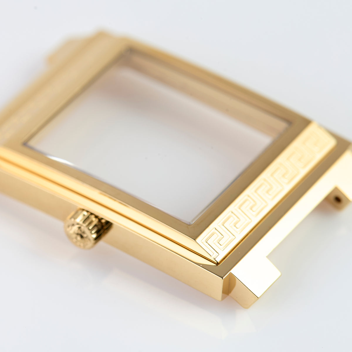 Versace Gold Tone Rectangular Watch Case Greca Greek Key Replacement Part